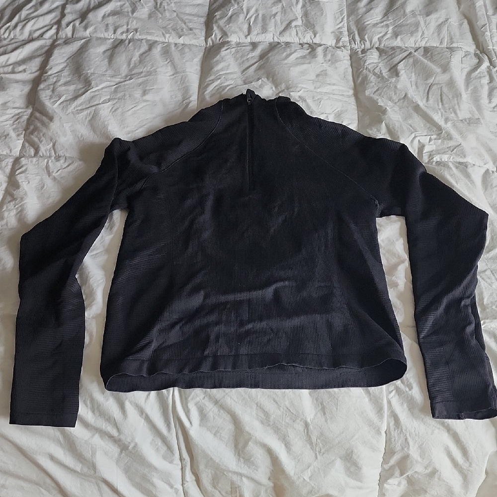 Athleta Zip Tee Long Sleeve Top Med